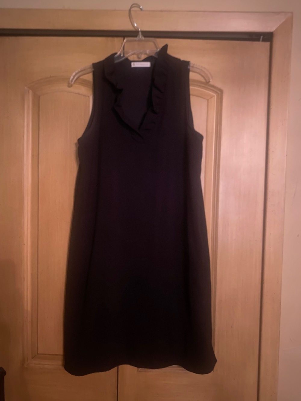 Black dress with ruffle neck….so very cute &  comfortable.
